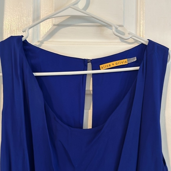 Women’s ALICE + OLIVIA Cobalt Blue SILK Sleeveless Blouson Mini Dress Size S - Picture 5 of 12